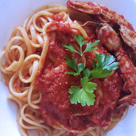 Spaghetti con le canocchie