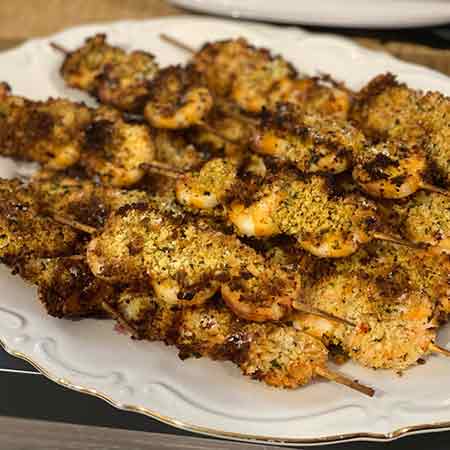 Spiedini di gamberi con panatura croccante