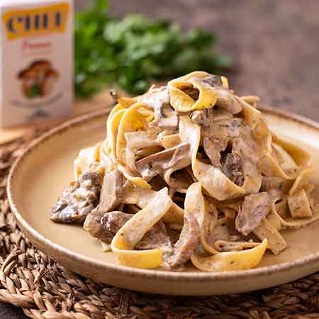 Tagliatelle risottate funghi e panna