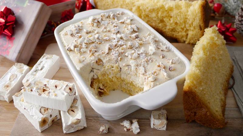 Tiramisù al pandoro con crema al torrone