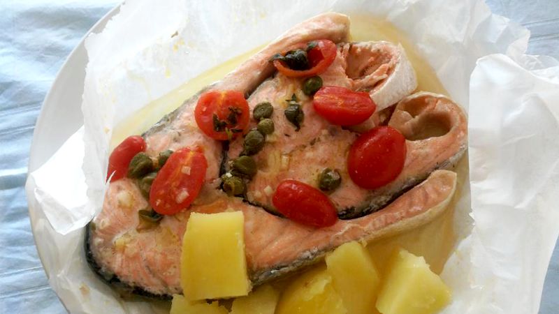 Tranci di salmone al cartoccio