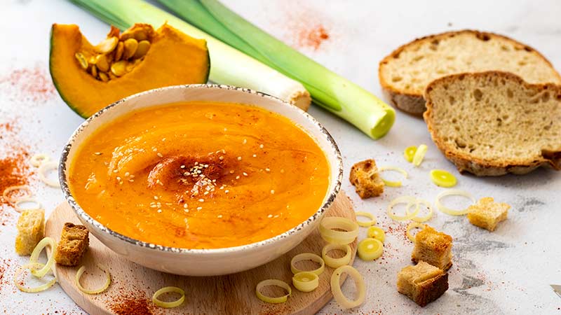 Vellutata di zucca e porri