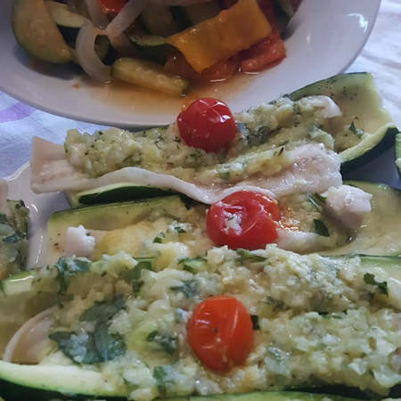 Zucchine ripiene di platessa