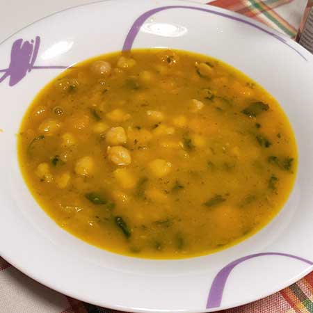 Zuppa ceci, zucca e spinaci